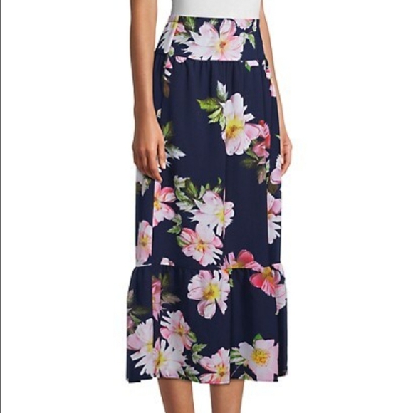 Floral-Print Long Tiered Skirt by Love Ady Sz M New With Tags - Picture 3 of 3